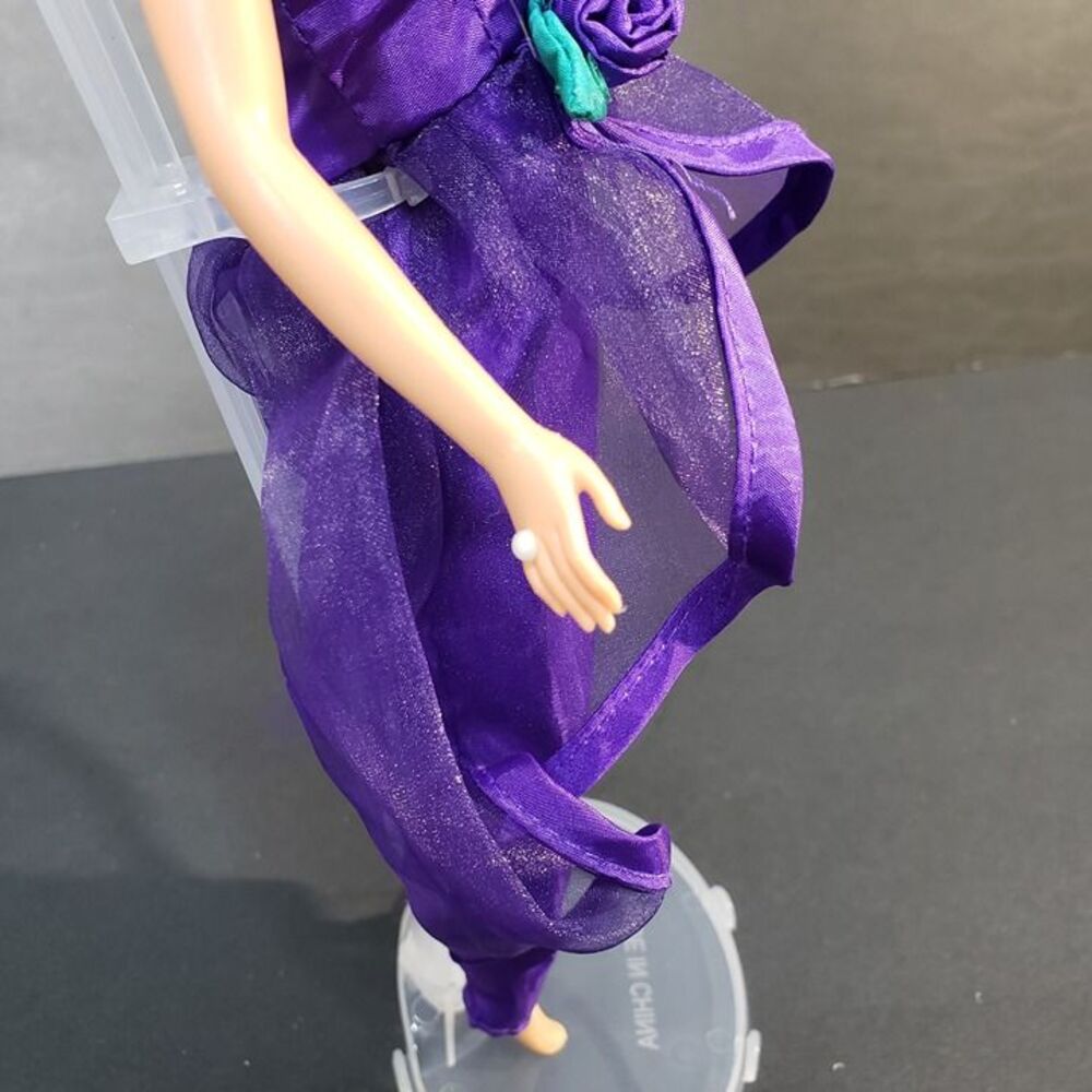 Vintage 90s Sound of Music Maria Barbie Doll in Purple Rose Evening Dress - Picture 3 of 8